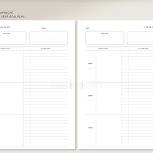 3 and 5 Year Goal Planner | A5 Printable Inserts | Life Goal Action Plan Template | Yearly Goal Setting Organizer PDF | Digital Download image 2