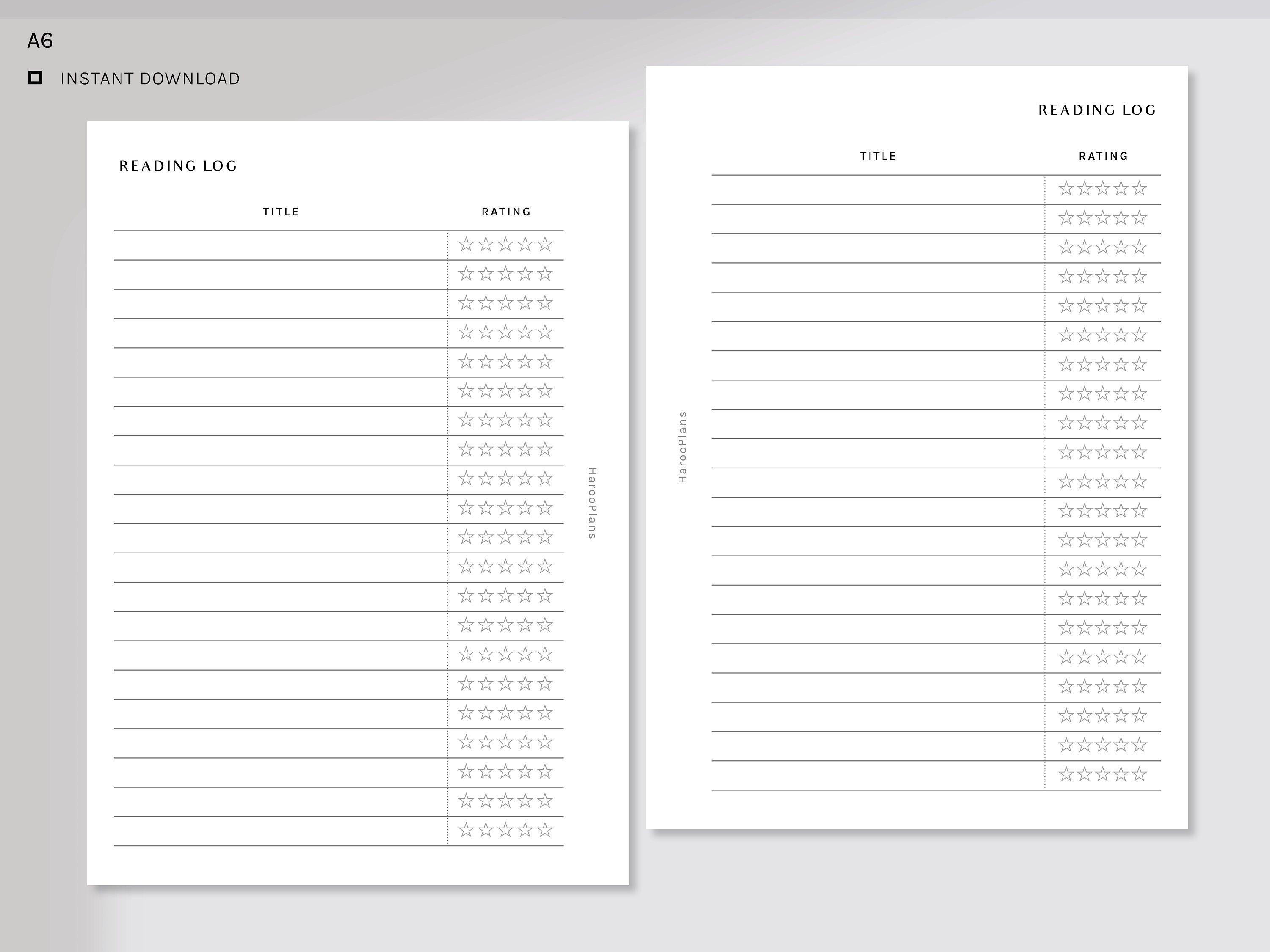Reading Log Printable A6 Book Tracker Template PDF - Etsy