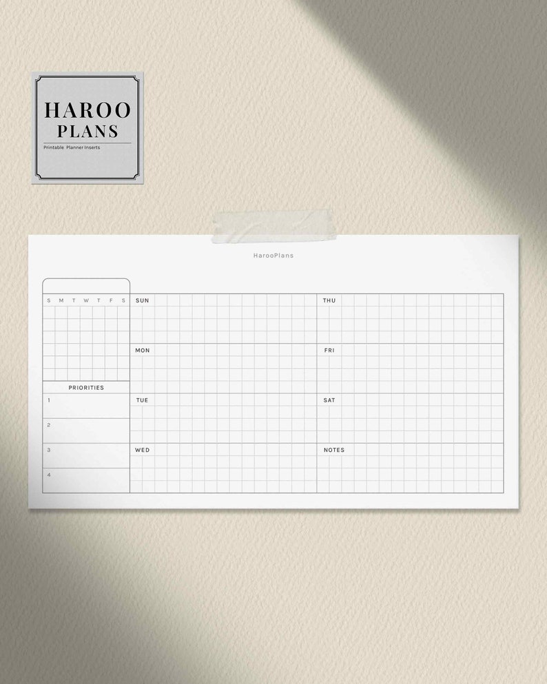 Undated Weekly | Personal Size Printable Planner Inserts | WO1P ...