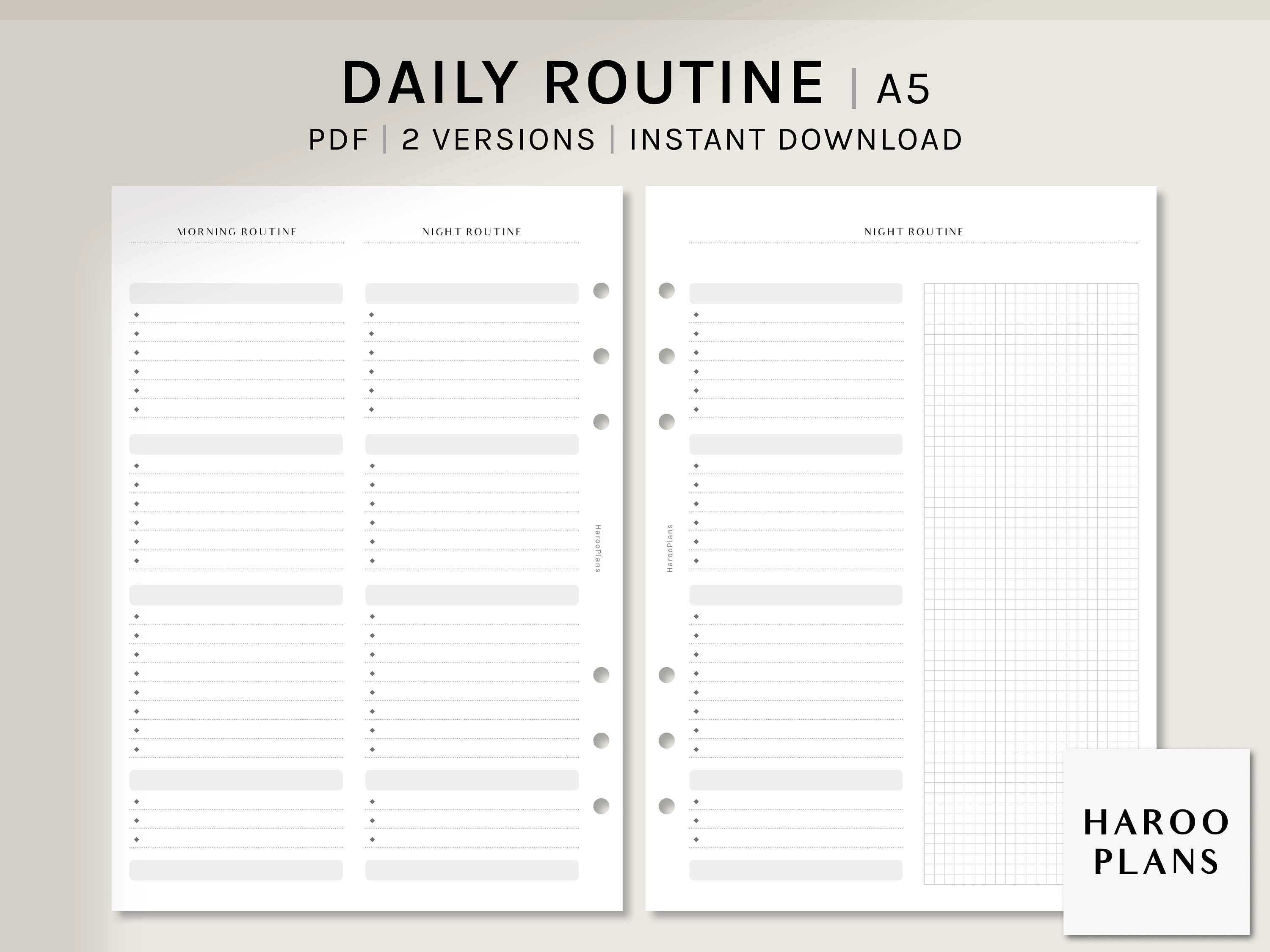 Daily 5 Routine Setup Pdf Daily Routine Planner Printable | A5 | Morning and Night Schedule ...