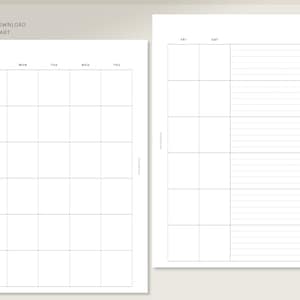 Undated Monthly Planner | A5 Printable Planner Inserts | MO2P Layout ...