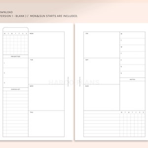 Undated Weekly | FC Compact Size Printable Planner Inserts | WO2P ...