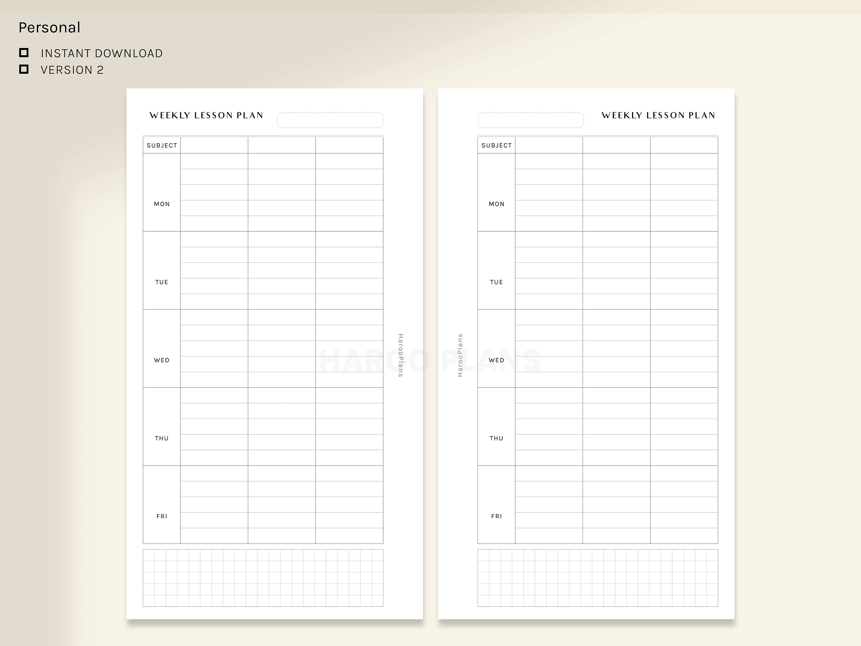 Weekly Lesson Planner Personal Printable Inserts - Etsy