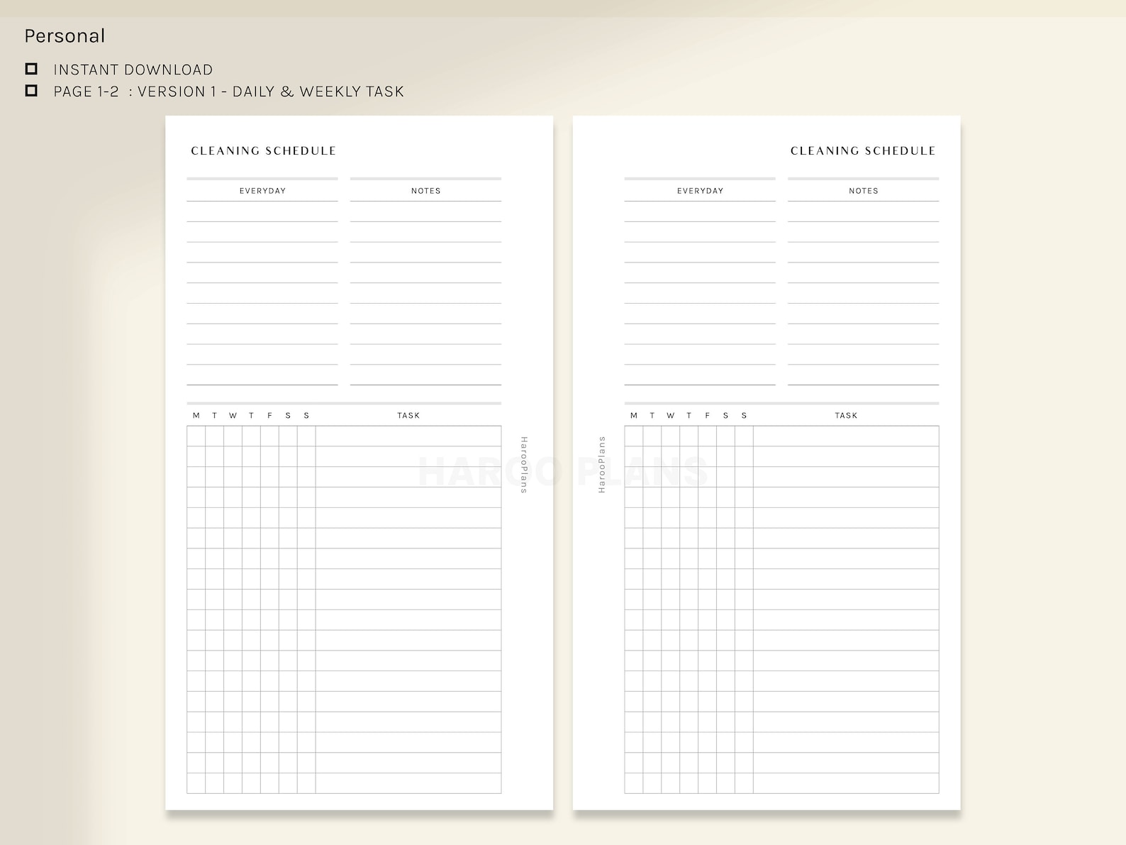 Cleaning Schedule | Personal Size Printable Planner Inserts ...