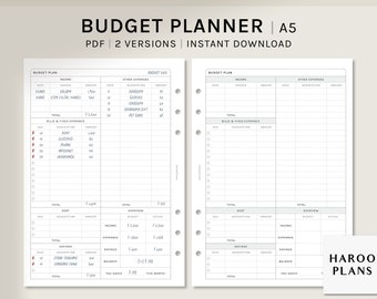 Budget Planner | A5 Printable Planner Inserts | Finance Template Sheet | Income and Expense Tracker Layout | Money Log | Digital Download