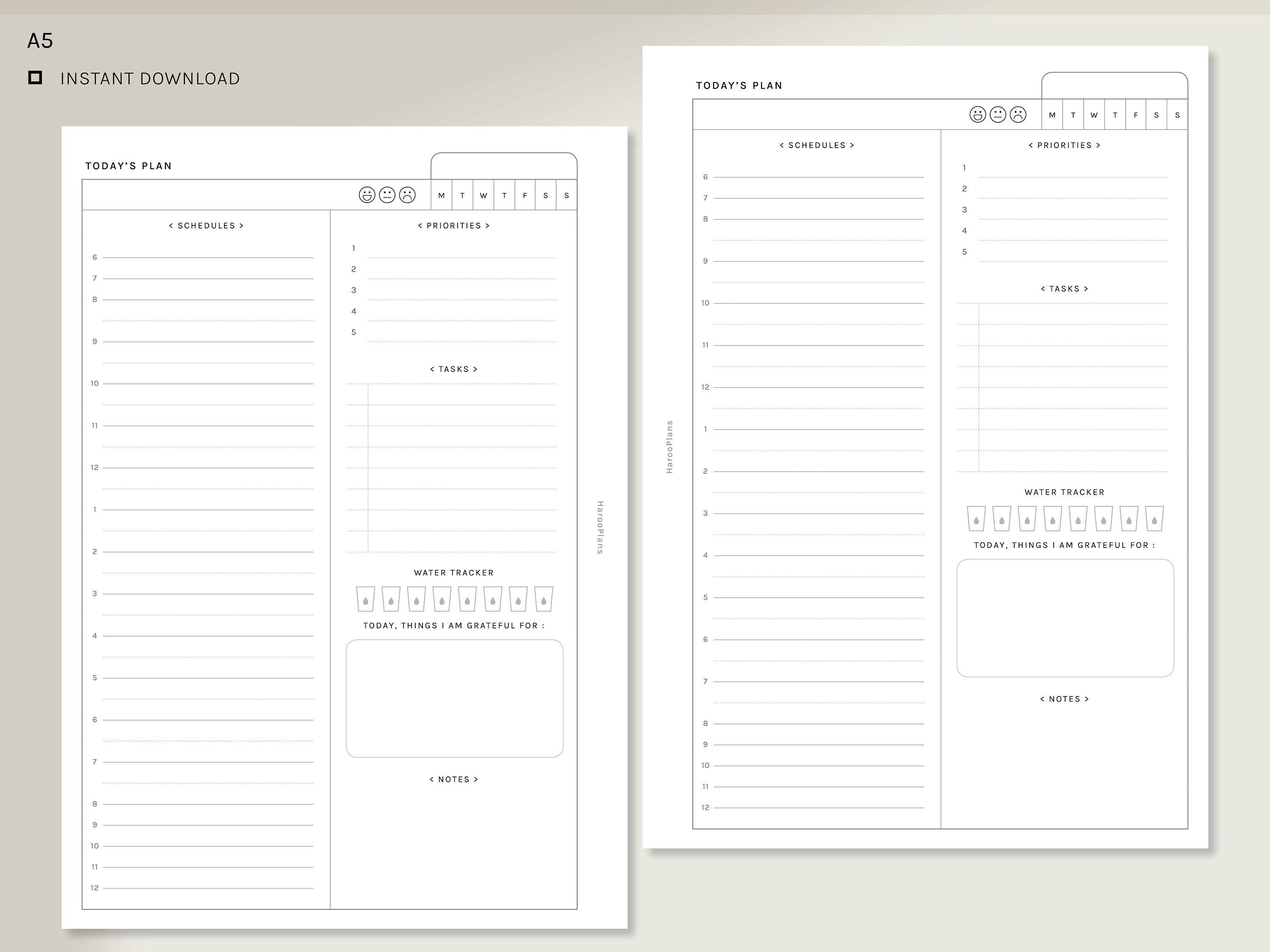 Daily Task Planner | A5 Printable Planner Inserts | Daily Schedule ...