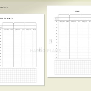 Bill Tracker | Pocket Ring Printable Planner Inserts | Spending Log ...