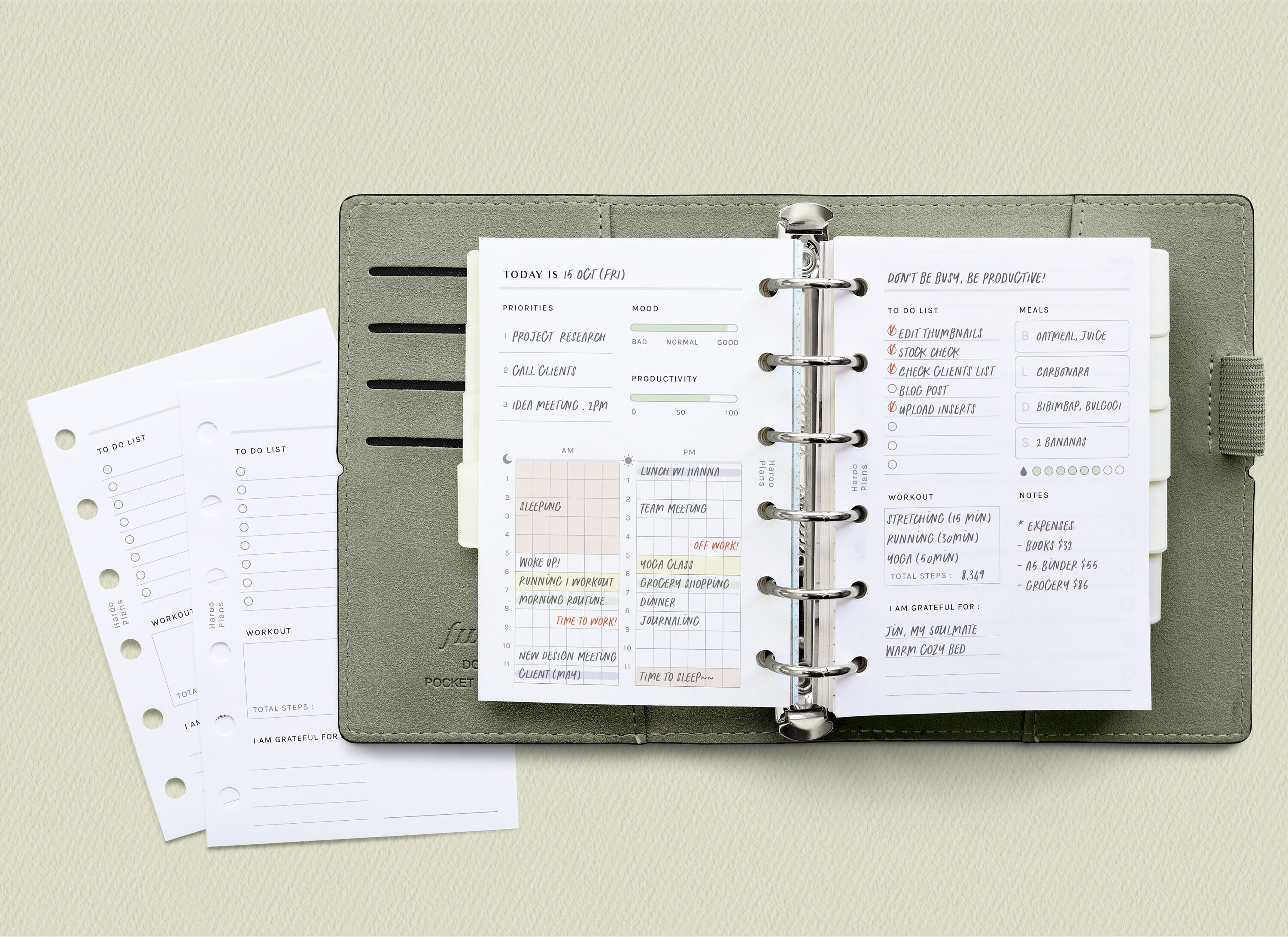 Daily Wellness Planner | Pocket Size Printable Inserts | Day Schedule ...