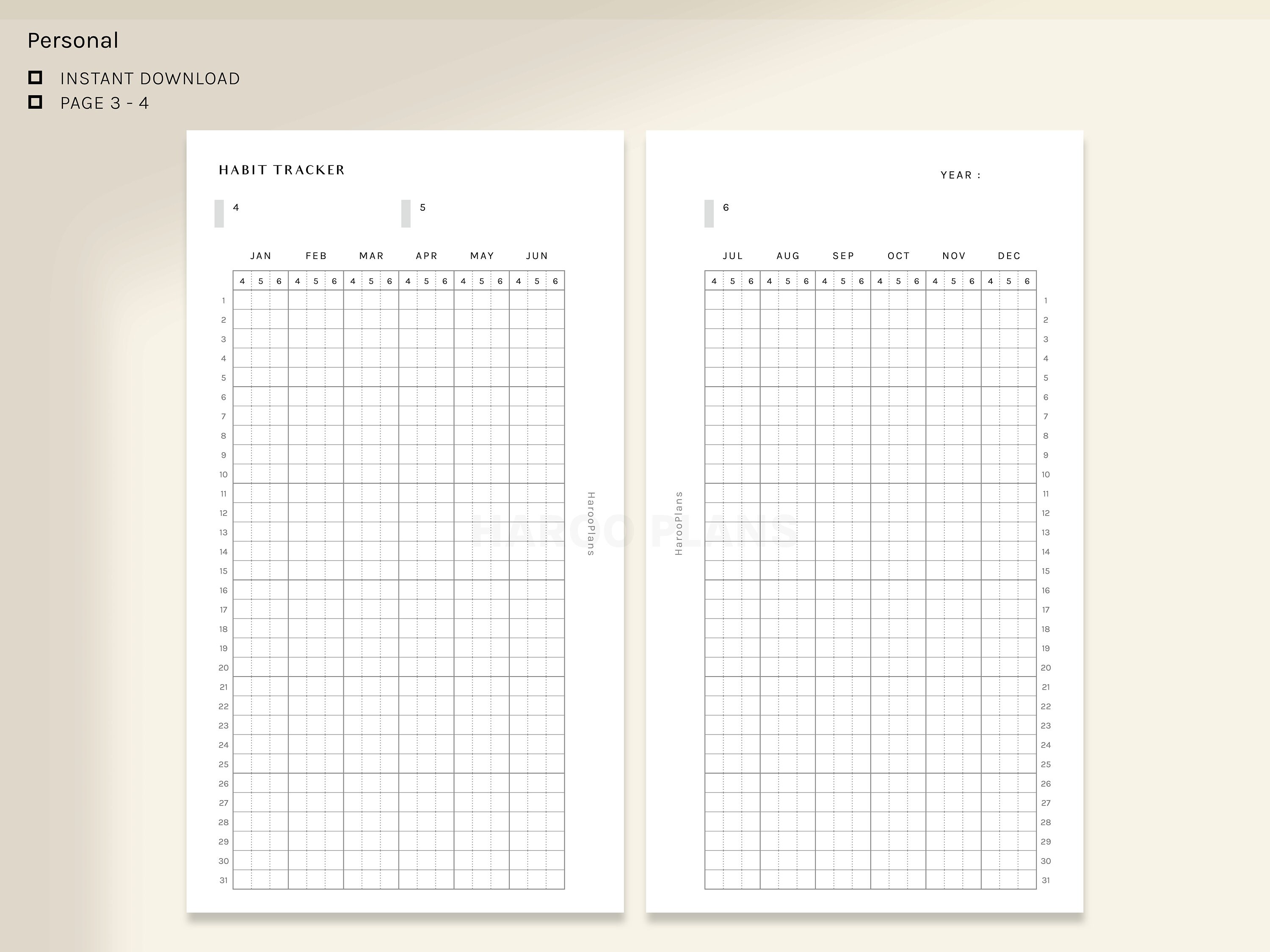 Yearly Habit Tracker | Personal Size Printable Planner Inserts ...