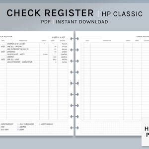 Check Register | HP Classic Printable Happy Planner Inserts | Checkbook Ledger Template | Finance Tracker Organizer Sheet | Digital Download