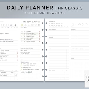 | quotidien non daté Inserts HP Classic Printable Happy Planner | | de modèle de planification | de suivi de l’argent | PDF de l’organisateur de listes de tâches Téléchargement numérique