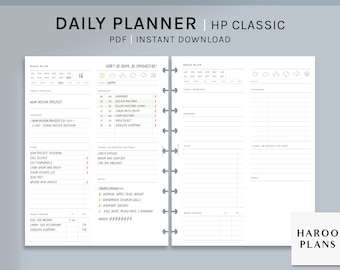 Undated Daily | HP Classic Printable Happy Planner Inserts | Schedule Template | Money Tracker | To Do List Organizer PDF | Digital Download