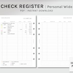 Check Register | Personal Wide Printable PlanerEinlagen | Checkbook Ledger Vorlage | Finanz Tracker Organizer Blätter | Digitaler Download