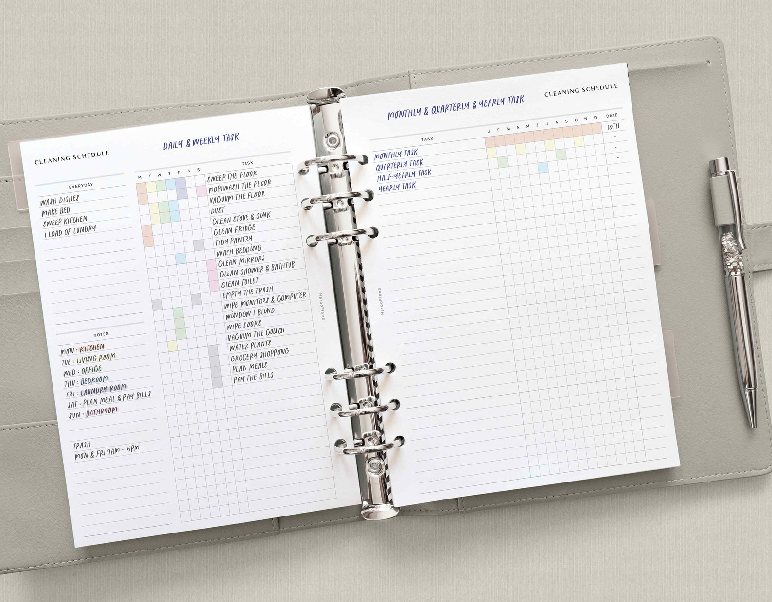 Cleaning Schedule | A5 Printable Planner Inserts | Housekeeping Routine ...