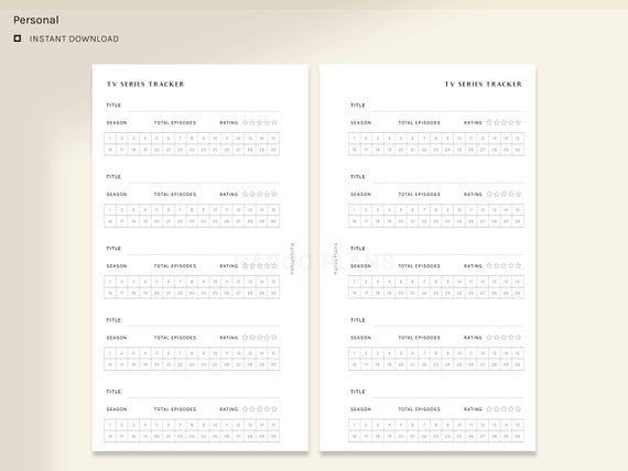 TV Series Tracker Sheet Personal Size Printable Planner Inserts Drama  Episodes Log Template PDF TV Show Review List Digital Download 