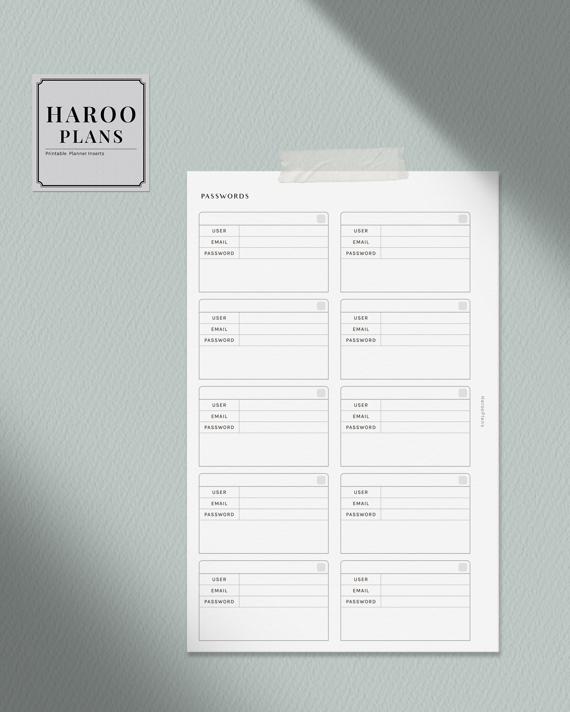Password Tracker | Half-letter Printable Planner Inserts | Password ...