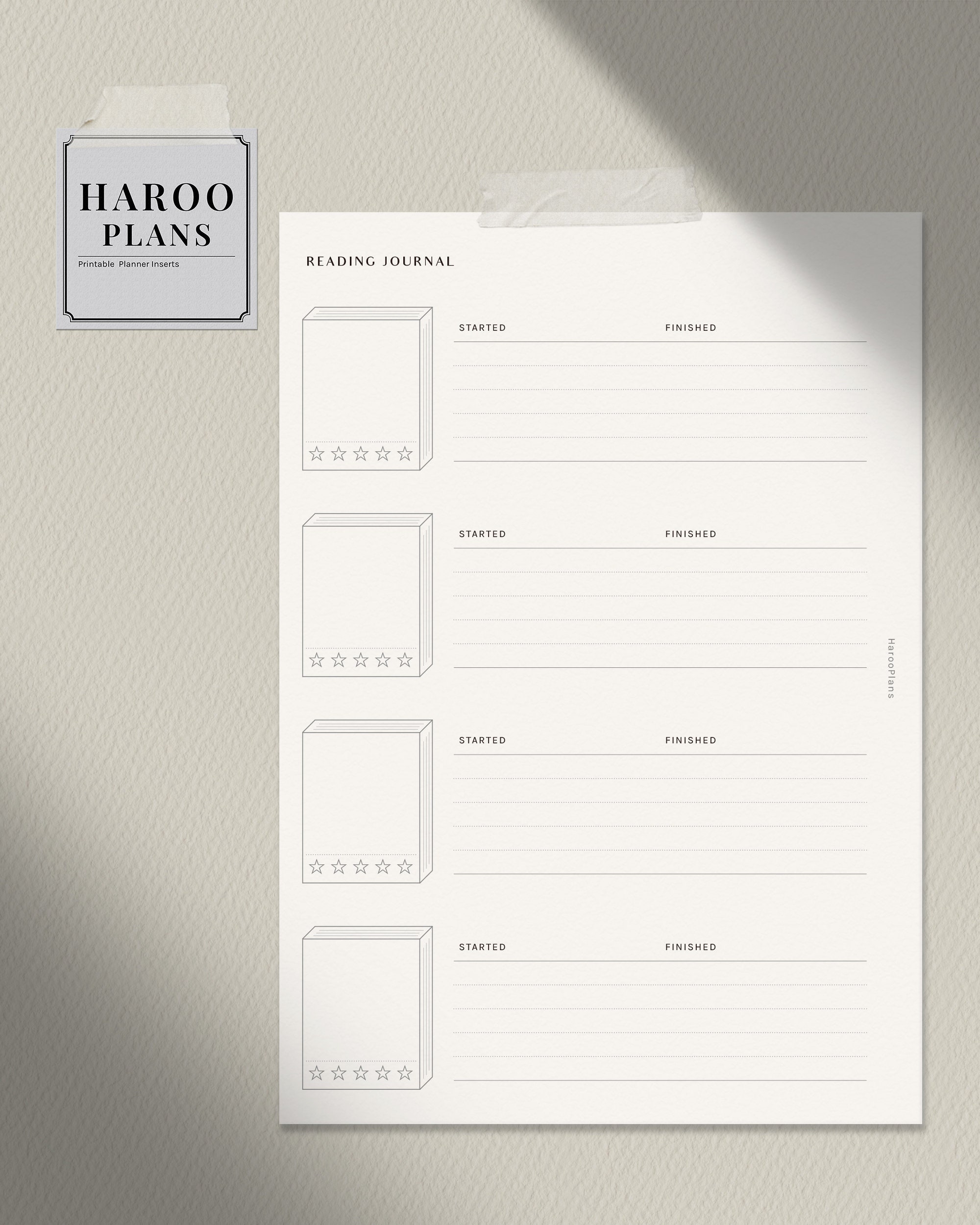 Reading Journal | A5 Printable Planner Inserts | Book Review Log ...