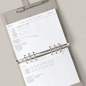 Monthly Tracker A5 Printable Planner Inserts Habit Bills Chores Task Log Template Horizontal Layout Worksheet PDF Digital Download image 4