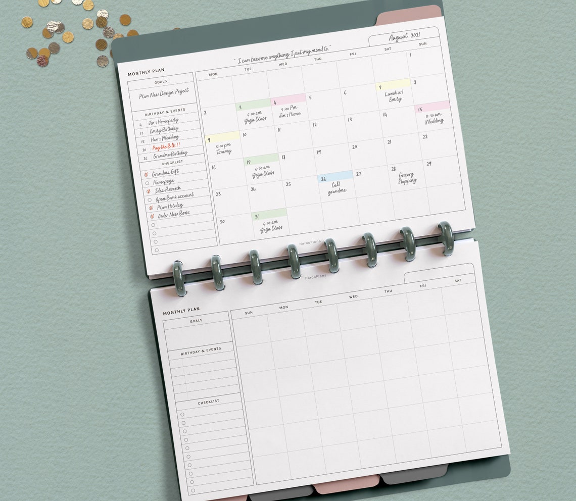 Monthly Planner Halfletter Size Printable Inserts MO1P Etsy