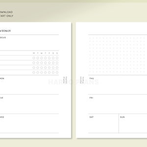 Simple Weekly | Pocket Ring Printable Planner Inserts | Undated WO2P ...