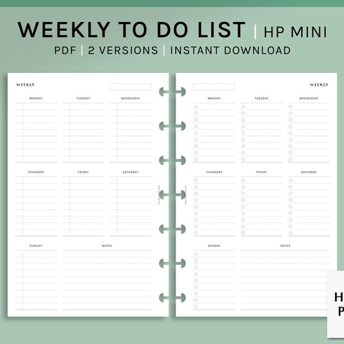 Elenco settimanale delle cose da fare / Inserti stampabili HP Mini Happy Planner / Modello semplice per organizzare le checklist / Elenco delle cose da fare in PDF / Download digitale