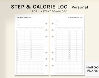 Step and Calorie Log | Personal size Printable Planner Inserts | Walking Tracker Template | Health Fitness Organizer PDF | Digital Download