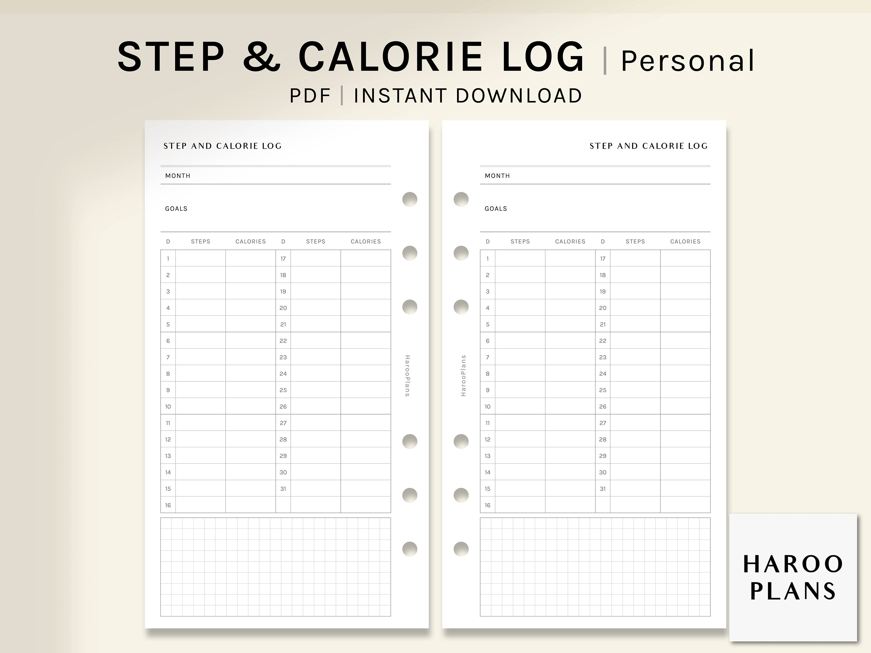 Step and Calorie Log | Personal Size Printable Planner Inserts ...