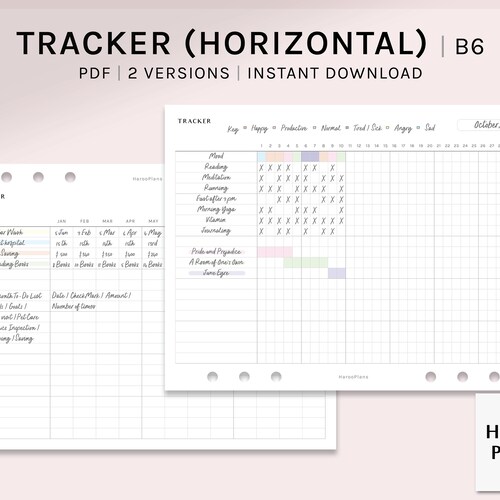 Yearly Habit Tracker B6 Ring Printable Planner Inserts Etsy