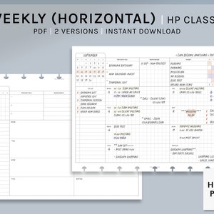 Undated Weekly | HP Classic Printable Happy Planner Inserts | WO1P Horizontal Template | Simple Schedule Organizer PDF | Digital Download