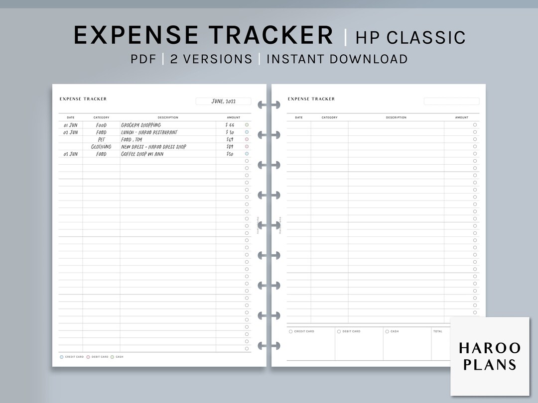 Expense Tracker | HP Classic Printable Happy Planner Inserts | Spending ...