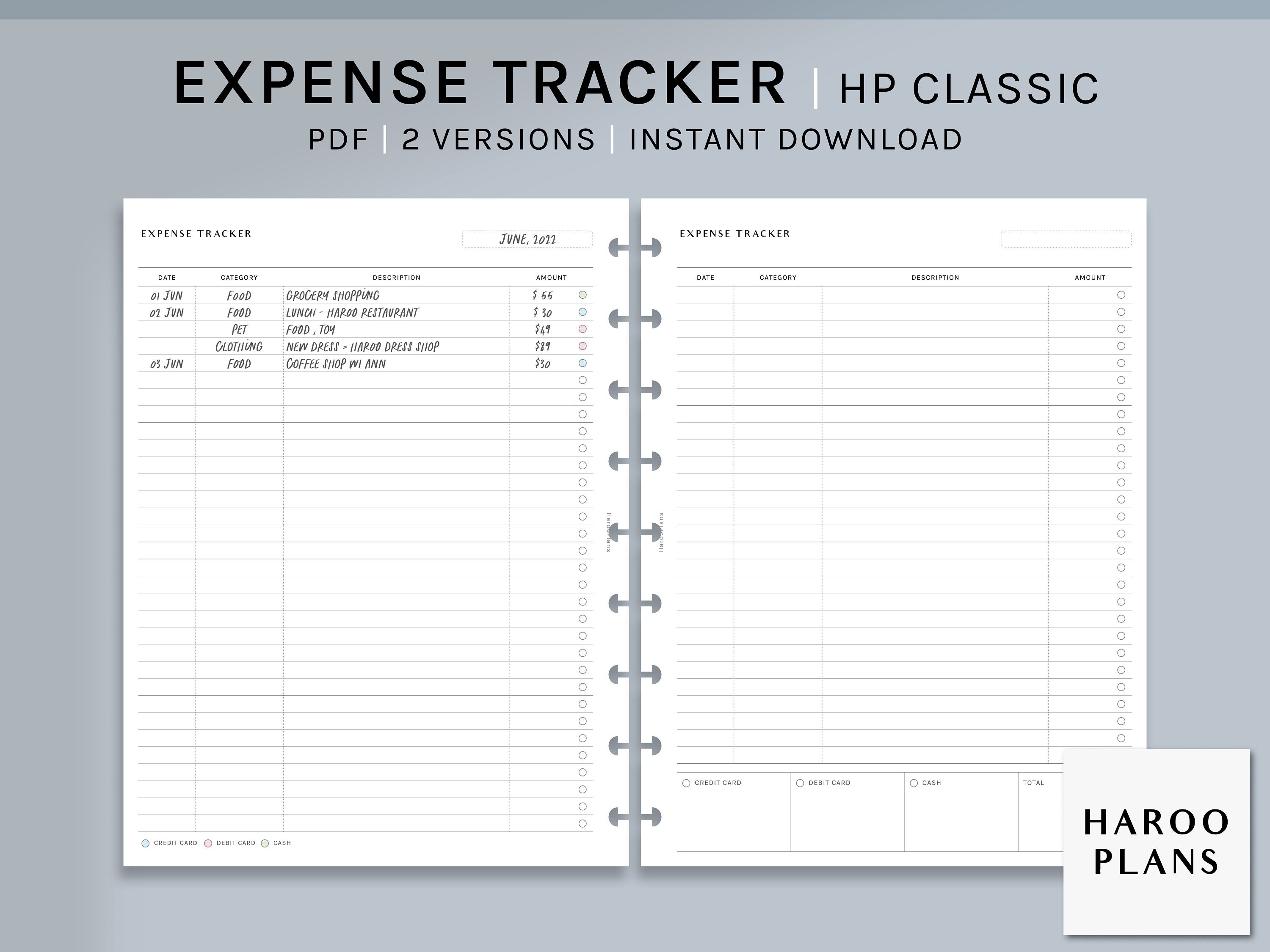 Expense Tracker | HP Classic Printable Happy Planner Inserts | Spending ...