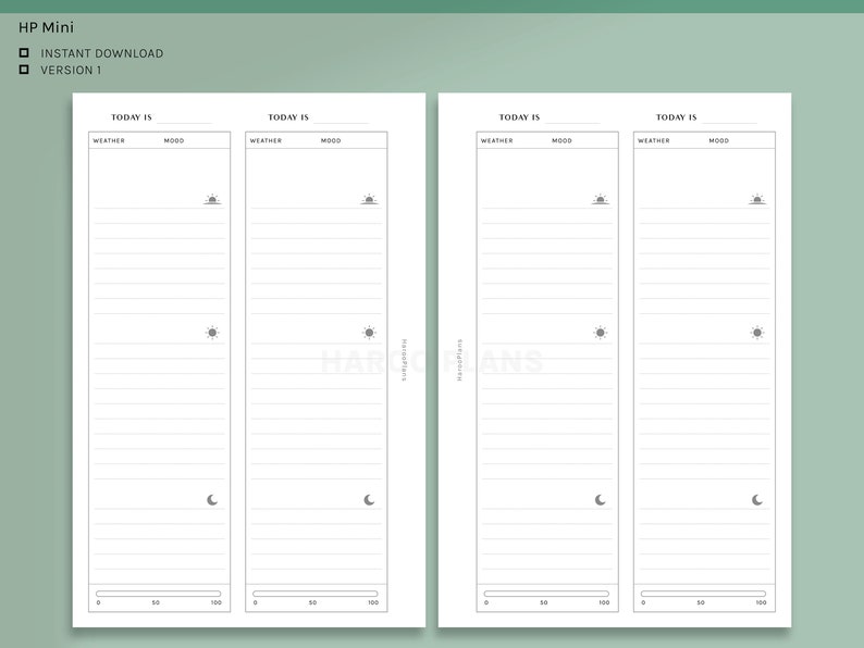 2 Days on 1 Page | HP Mini Printable Happy Planner Inserts | Daily ...