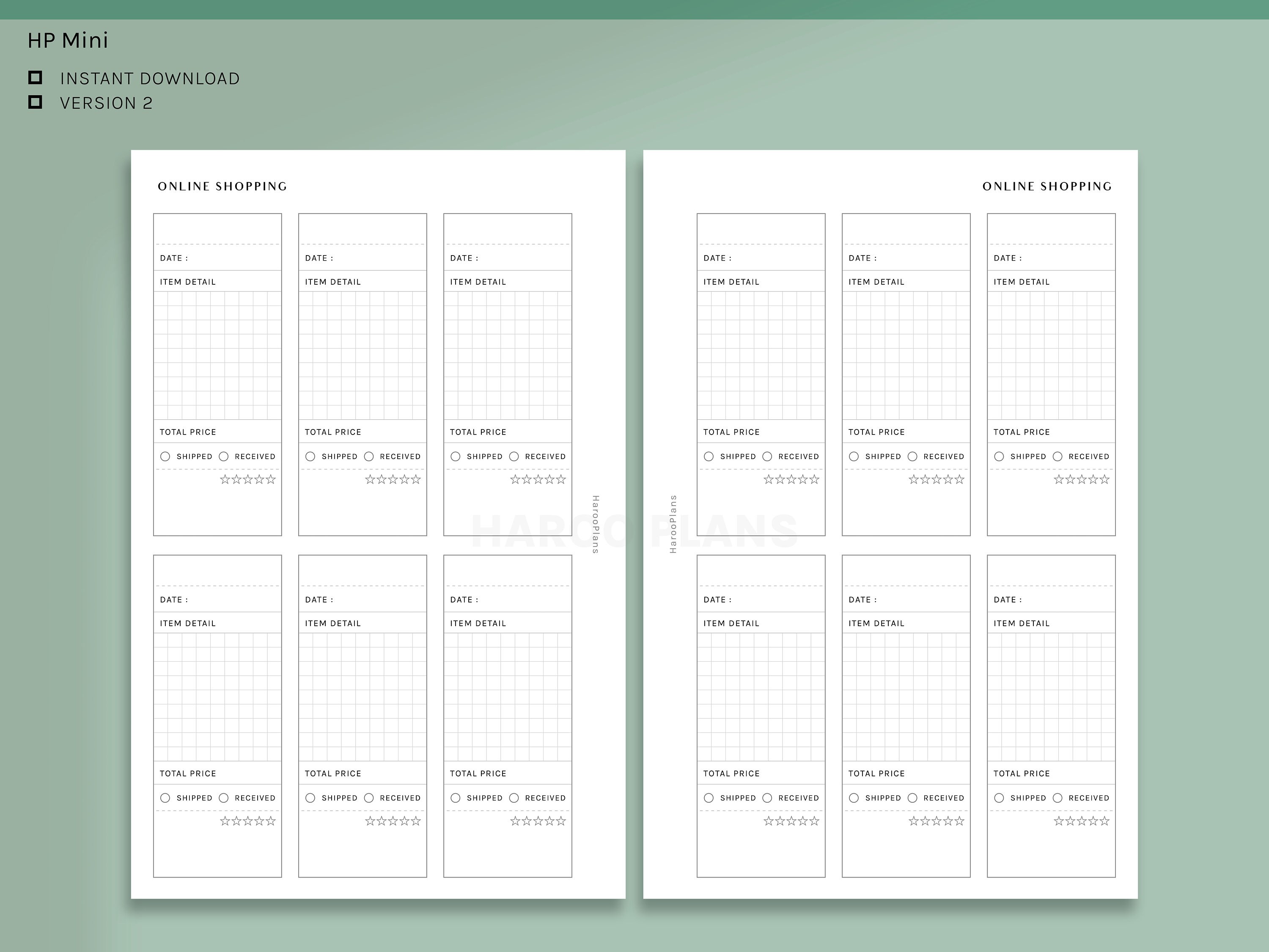 Online Shopping Tracker | HP Mini Printable Happy Planner Inserts ...