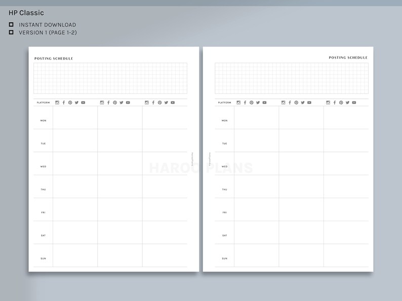 Posting Schedule HP Classic Printable Happy Planner Inserts - Etsy