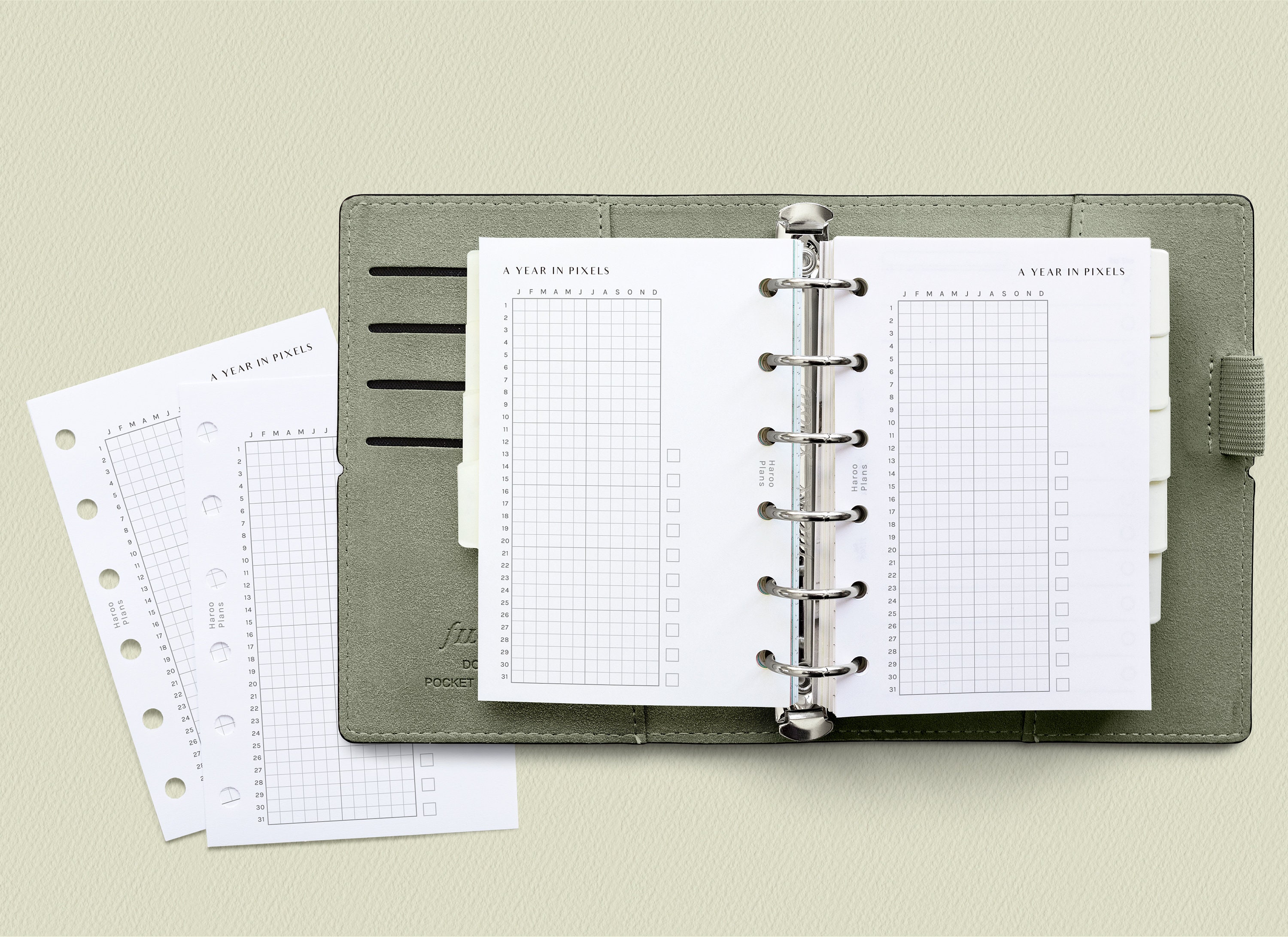 A Year in Pixels | Pocket Size Printable Planner Inserts | Yearly Mood ...