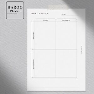 Priority Matrix | A6 Printable Planner Inserts | Urgent Important ...