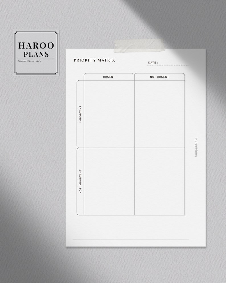 Priority Matrix | A6 Printable Planner Inserts | Urgent Important ...