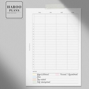 WO2P Schedule | A6 Rings Printable Planner Inserts | Simple Weekly ...