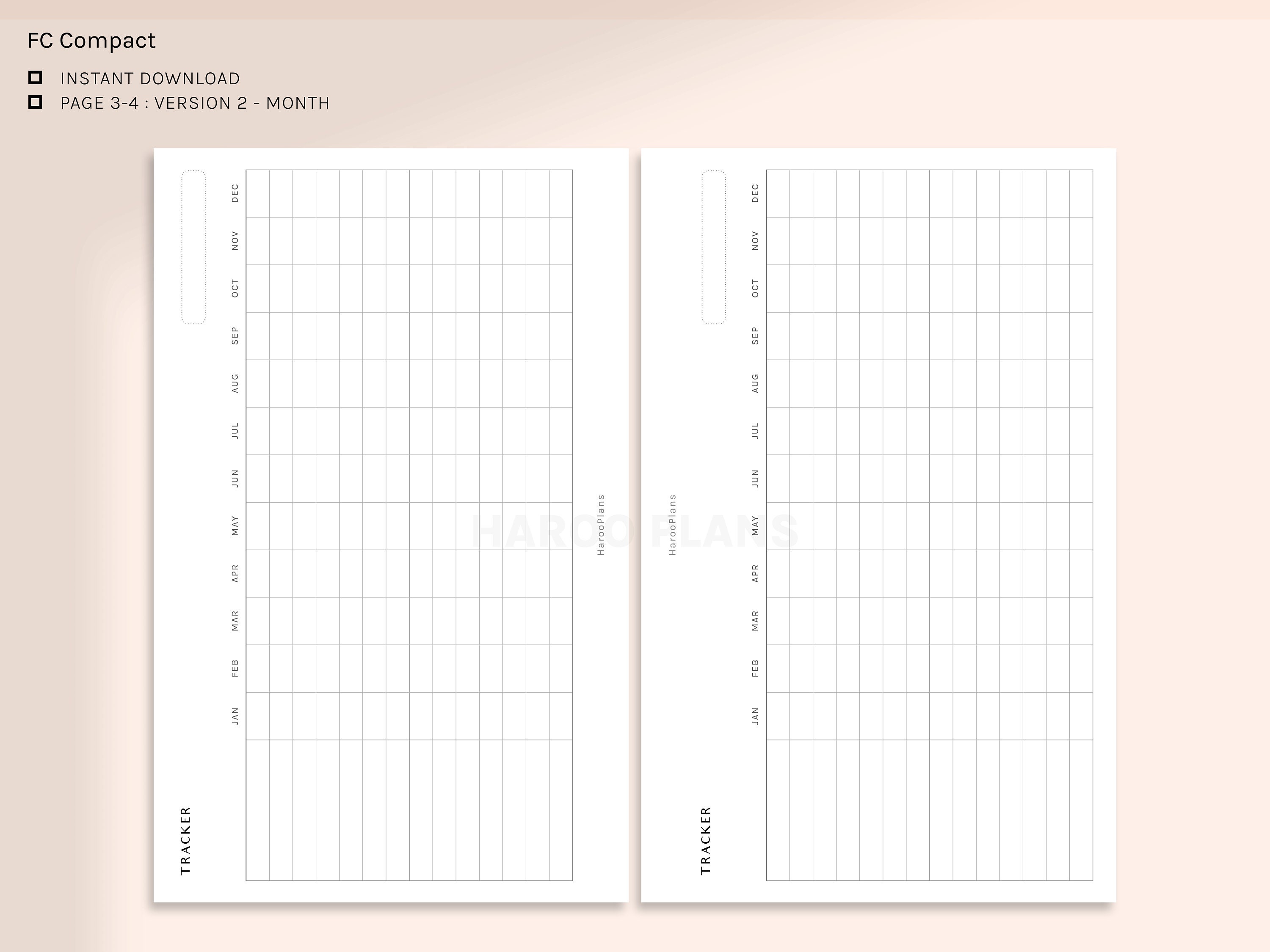 Monthly Tracker | FC Compact Printable Planner Inserts | Habit Chores ...