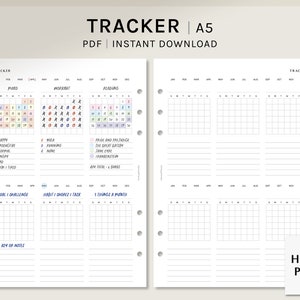 Monthly Tracker | A5 Printable Planner Inserts | Task Chores Log | Blank Goal Calendar Template | Habit Challenge PDF | Digital Download