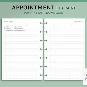 Appointment Tracker | HP Mini Printable Happy Planner Inserts ...