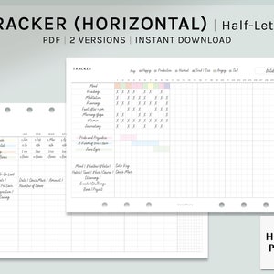 Rastreador mensual / Inserciones de planificador imprimible de media carta / Plantilla de registro de tareas de tareas de tareas / Diseño horizontal PDF / Descarga digital