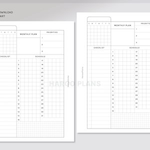 Monthly Planner | A6 Ring Printable Planner Inserts | Monthly Overview ...