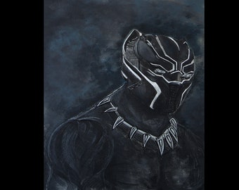 Pintura acrílica de pantera negra (original)