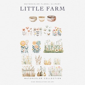 Watercolor Little Farm Animal Clipart Bundle - Scrapbook Clipart ...
