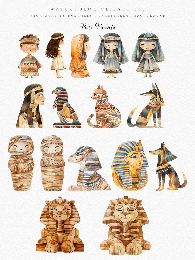 Watercolor Egypt Clipart Bundle - Nursery Egyptian Tales Wall Art ...