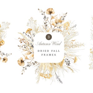 Premade automne cadres Bundle pour faire-part de mariage - cadre aquarelle automne - Wild Floral Clipart - plante séchée cadre Premade Clipart PNG