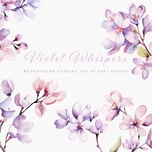 Conjunto de imágenes prediseñadas de acuarela de Liliac púrpura - flores de boda - imágenes prediseñadas de Liliac - invitación de boda - imágenes prediseñadas de flores de acuarela - conjunto de decoración de álbum de recortes
