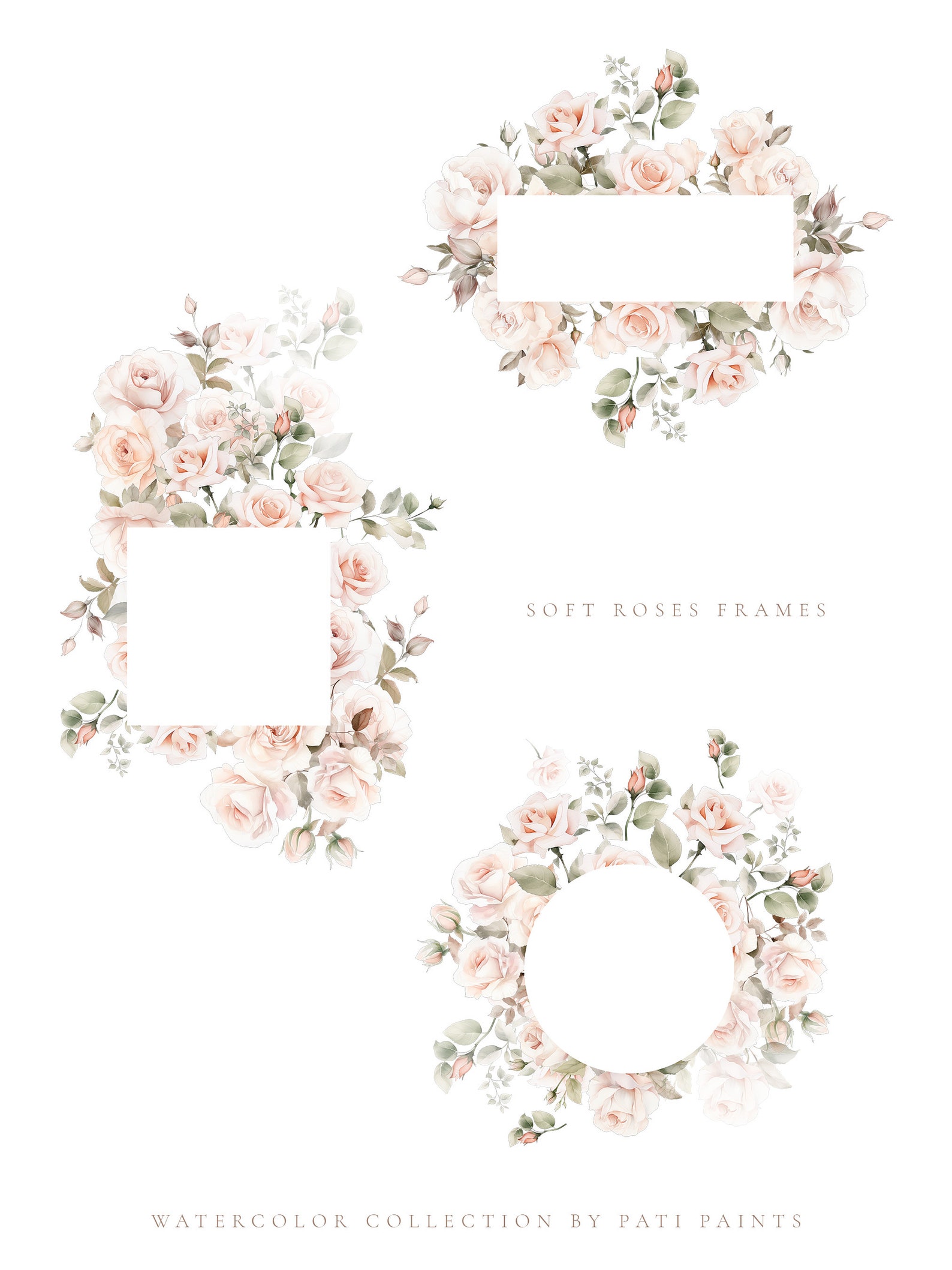 Watercolor Soft Roses Clipart for Wedding Invite Digital Paper - Etsy