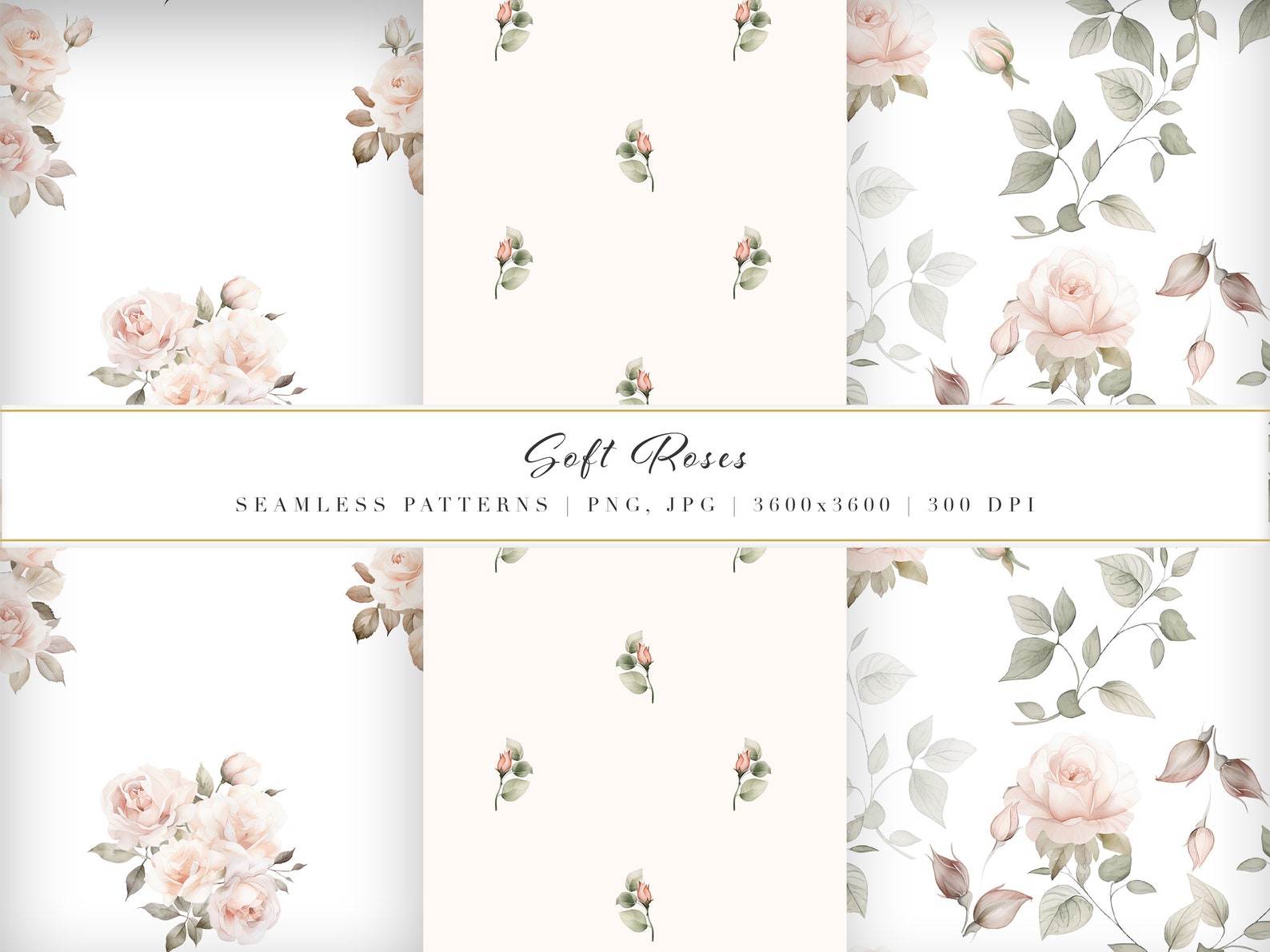 Watercolor Soft Roses Clipart for Wedding Invite Digital Paper - Etsy